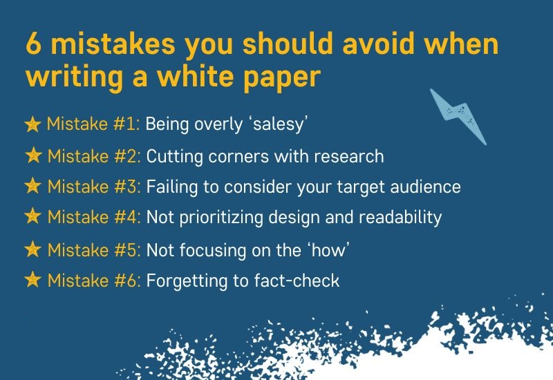 Writing White Papers: A Comprehensive Guide Infographics on 6 mistakes in writing white paper